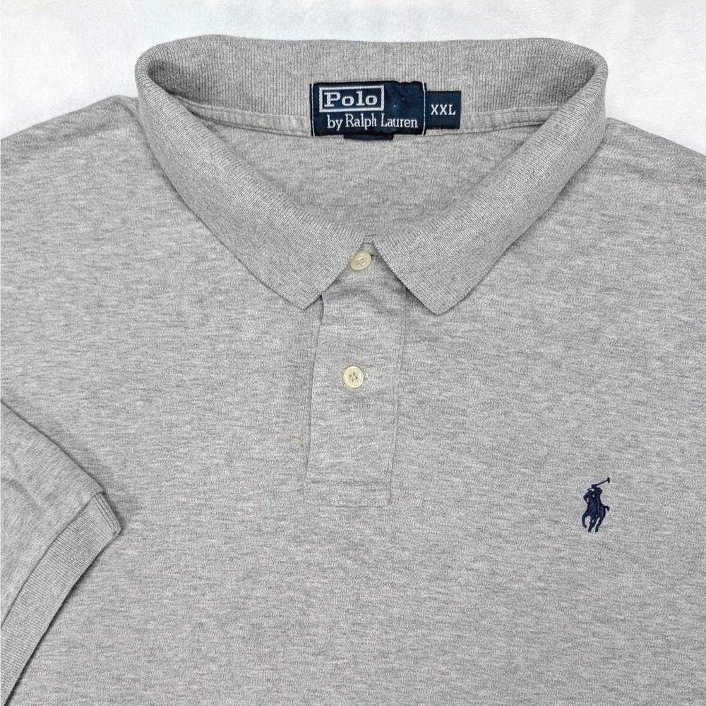 Polo Ralph Lauren Mens XXL Heather Gray Short Sleeve Cotton Polo Shirt Pony Logo
